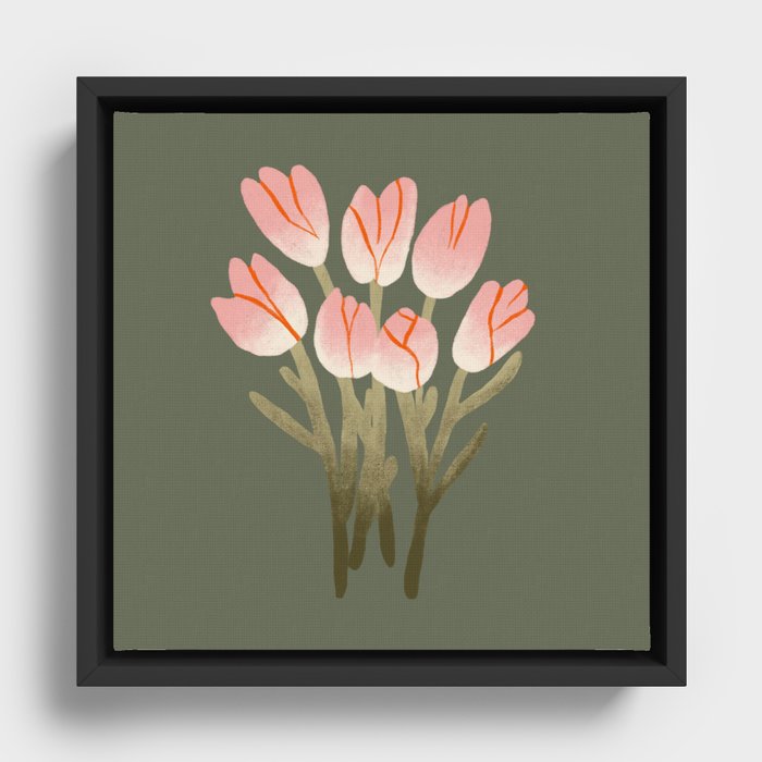 Tulip Drawing Framed Canvas