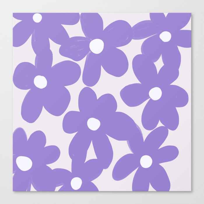 Pastel Lavender Flowers in 70s Groovy Style Canvas Print