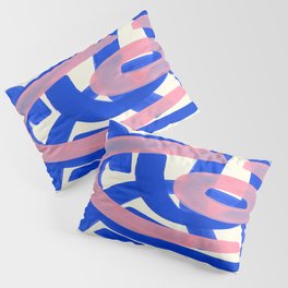 Tribal Pink Blue Fun Colorful Mid Century Modern Abstract Painting Shapes Pattern Pillow Sham