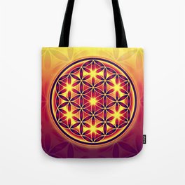 FLOWER OF LIFE batik style yellow red Tote Bag