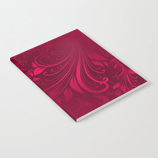 Red maroon swirls leaves Notebook