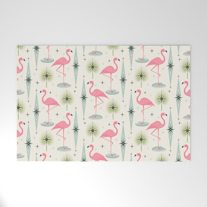 Atomic Flamingo Oasis - Larger Scale ©studioxtine Welcome Mat