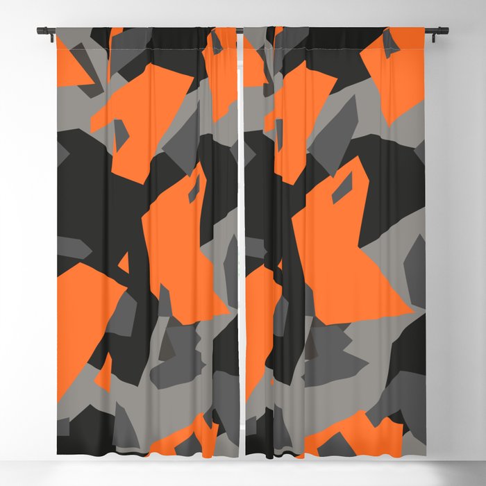 Black\Grey\Orange Geometric camo Blackout Curtain