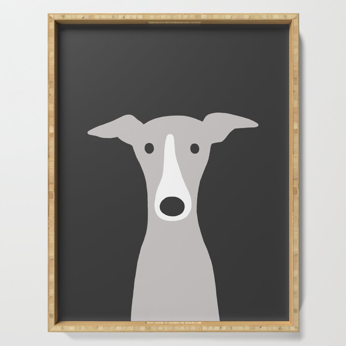 Cute Greyhound, Italian Greyhound or Whippet Cartoon Dog Serving Tray