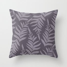 Minimalist Grey Purple Ferns Throw Pillow