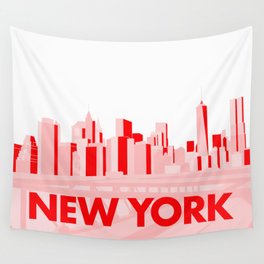 New York in Pink and Red Wall Tapestry