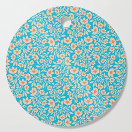Tropical Blooms Pattern - Blue Cutting Board