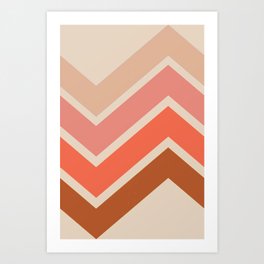 Horizontal Zigzag Stripes Retro Design in Blush Tones Art Print