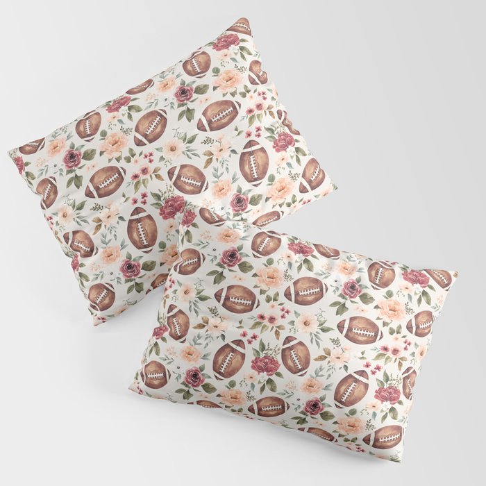 Football Floral - Cream Pillow Sham