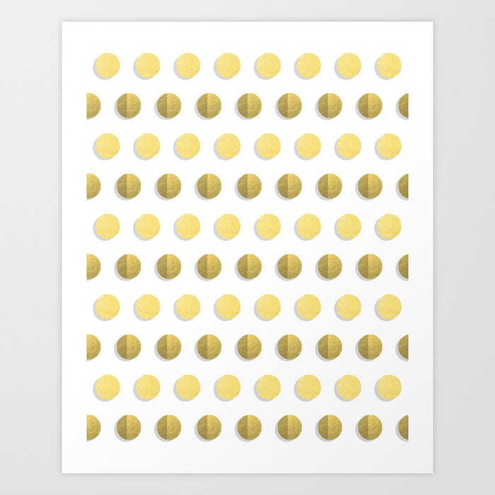 Gold Dots - modern gold foil dots polka dots pattern print gold foil  Art Print