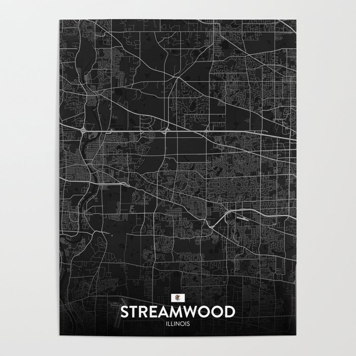 Streamwood, Illinois, United States Dark City Map Poster by IMR Designs Society6
