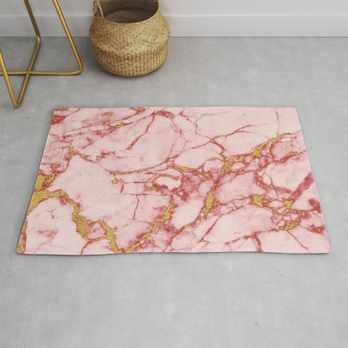 Blush Gold Marble || #society6 #decor #buyart Rug