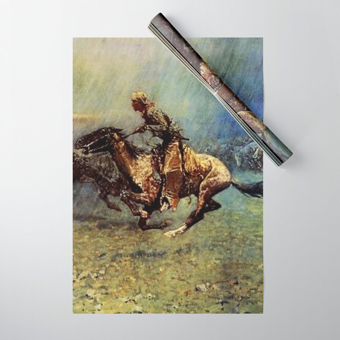 Frederick Remington Western Art “The Stampede” Wrapping Paper by