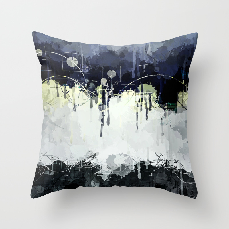 Modern Indigo Eclipse Abstract Design Throw Pillow By
