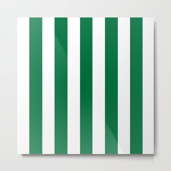Dartmouth green - solid color - white vertical lines pattern Metal Print