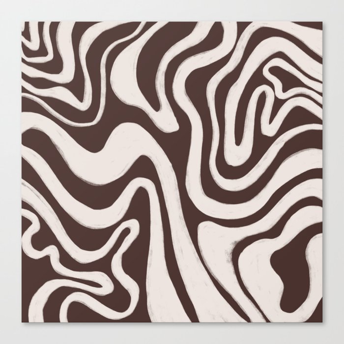 70s Liquid Swirl in Brown + Cream  Canvas Print