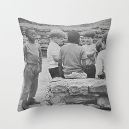 African American 'And the children shall lead us' black and white child photograph / photographic art print Throw Pillow