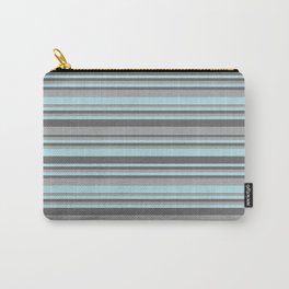 [ Thumbnail: Powder Blue, Dim Gray, and Dark Grey Colored Striped/Lined Pattern Carry-All Pouch ]