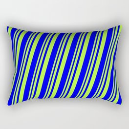 [ Thumbnail: Light Green and Blue Colored Striped/Lined Pattern Rectangular Pillow ]