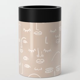 Abstract Face Boho Pattern Earthy Tones Can Cooler