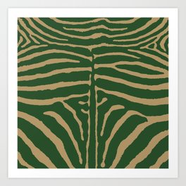 Zebra Wild Animal Print Green and Gold 254 Art Print