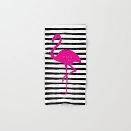 Flamingo & Stripes - Black Hot Pink Hand & Bath Towel