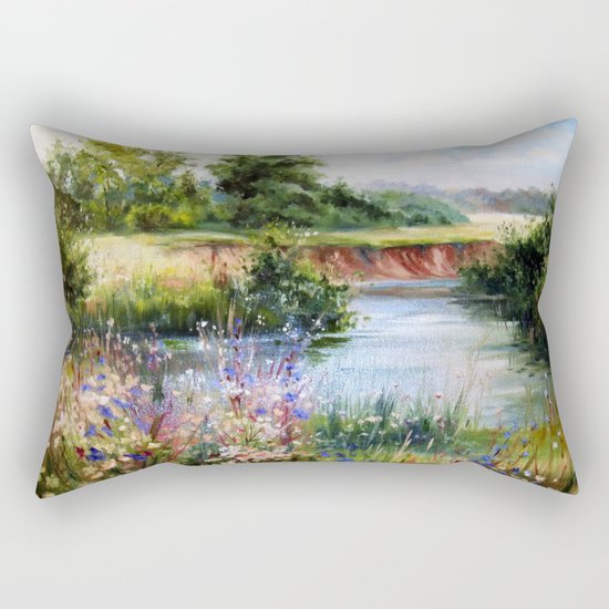 Summer day by the river Rectangular Pillow