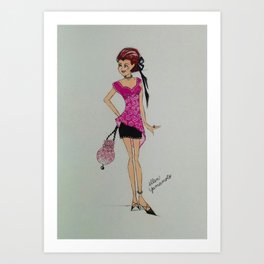pink chiffon blouse, pink chiffon, pink blouse, fashion illustration, cute fashion, fashionable, Art Print