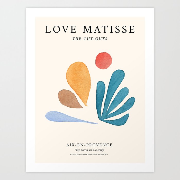 Love Matisse Exhibition 5 - Watercolor leaf abstract Art Print