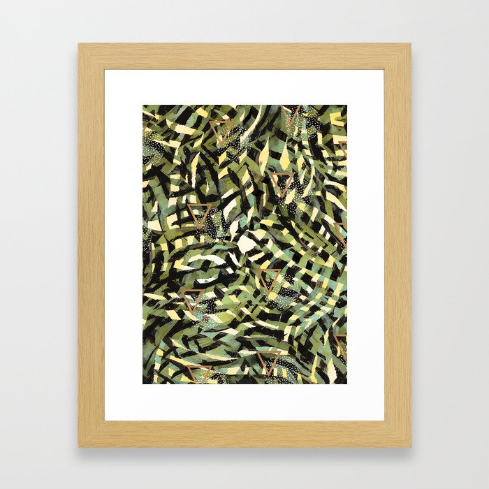 Tropical leaf and geometric Framed Art Print