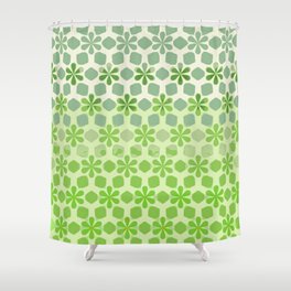 Bold Abstract Ombre Daisy Pattern Greens Beige Shower Curtain