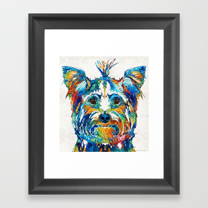 Colorful Yorkie Dog Art - Yorkshire Terrier - By Sharon Cummings Framed Art Print
