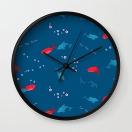 Blue Dolphin and Red Shark Wall Clock