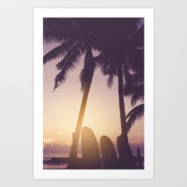 Surfer's Tropical Dreamscape - Coastal Sunset Landscape Art Print