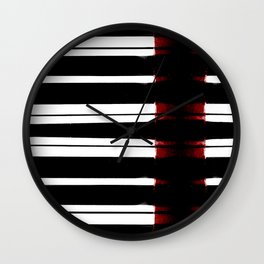 Black And White Lines Wall Clock | Line, Contemporary, Piano, Red, Photo, Abstract, Digital, Jaz, Graphicdesign, Black and White 