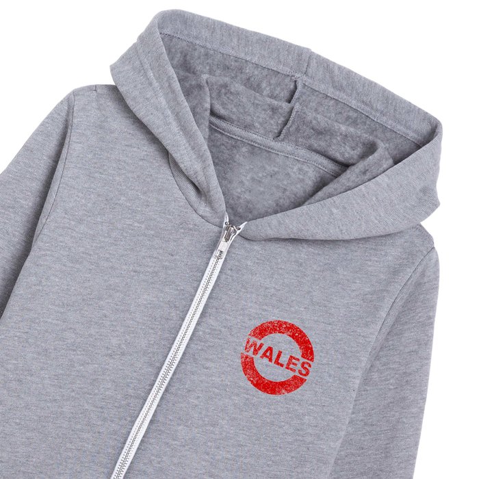 Rubber Ink Stamp With The Text Wales Kids Zip Hoodie