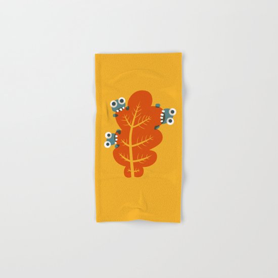 Cute Bugs Eat Autumn Leaf Hand & Bath Towel