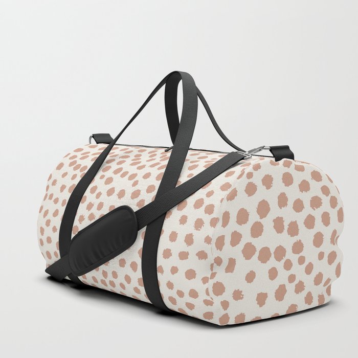 Dots Handrawn - Rose Tan on Alabaster White Duffle Bag