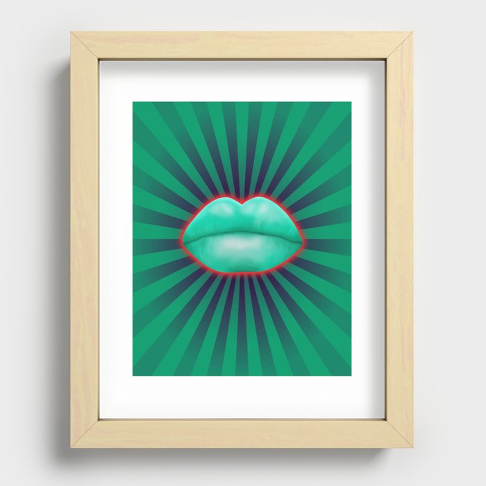 Green lips Recessed Framed Print