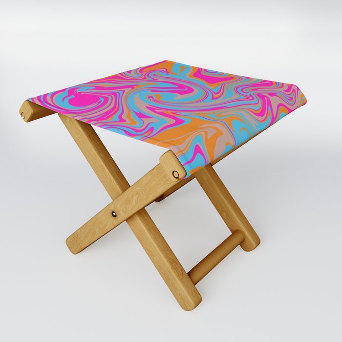 Pink, blue and orange swirl Folding Stool