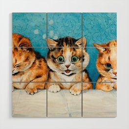 Three Sweet Little Kittens, Din-din Please! by Louis Wain Wood Wall Art