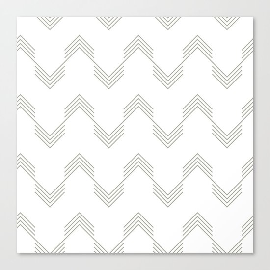 Simply Deconstructed Chevron Retro Gray on White Canvas Print