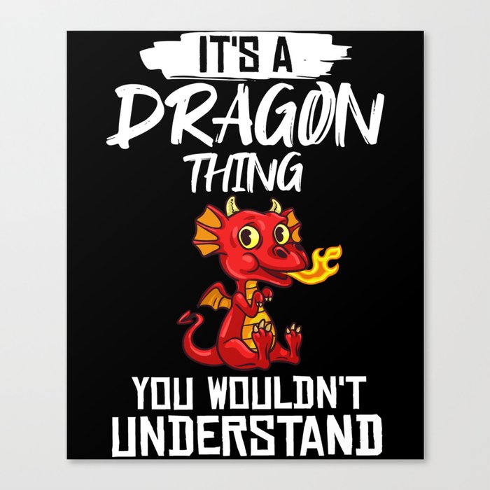 Dragon Head Funny Cute Fantasy Creature Canvas Print