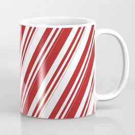 [ Thumbnail: Red and White Colored Lines/Stripes Pattern Coffee Mug ]