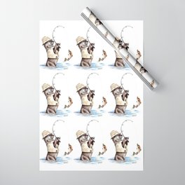 " Natures Fisherman " fishing river otter with trout Wrapping Paper