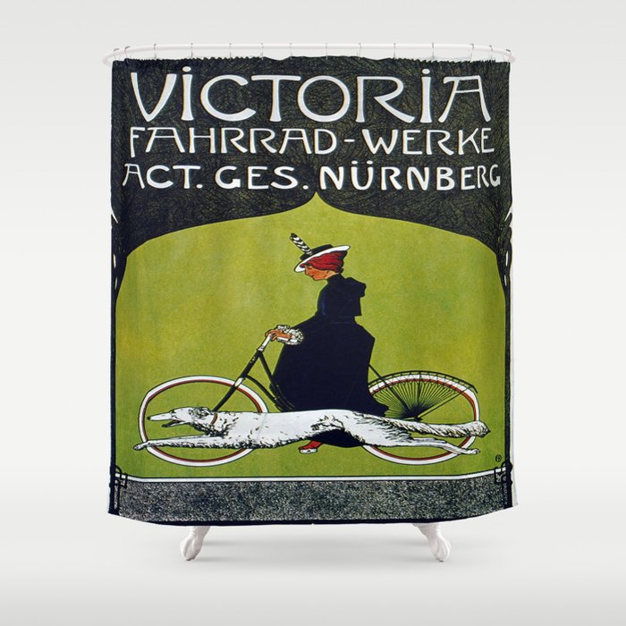 Vintage poster - Victoria Bicycles Shower Curtain
