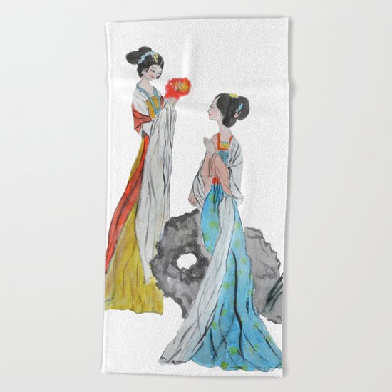 Two ancient Chinese beauties Beach Towel