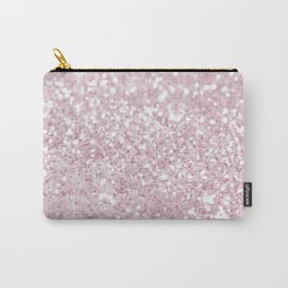 Elegant Girly Pink White Faux Glitter Carry-All Pouch