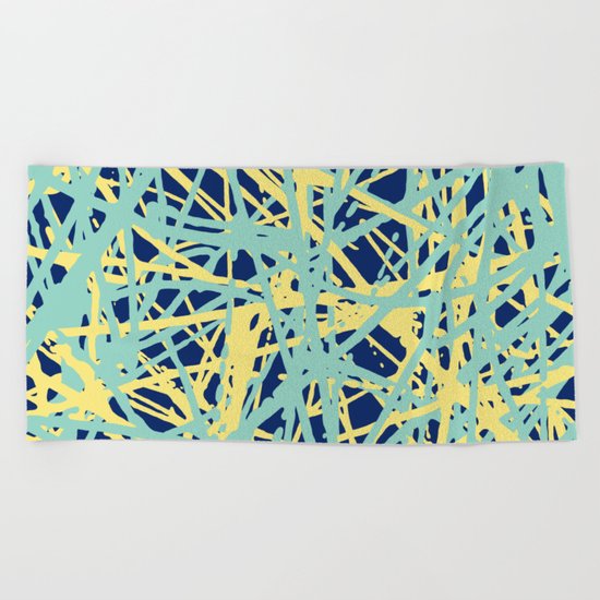 Daisy Scribble Navy, Mint and Lemon Beach Towel