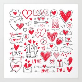 Valentine Doodle Art Print